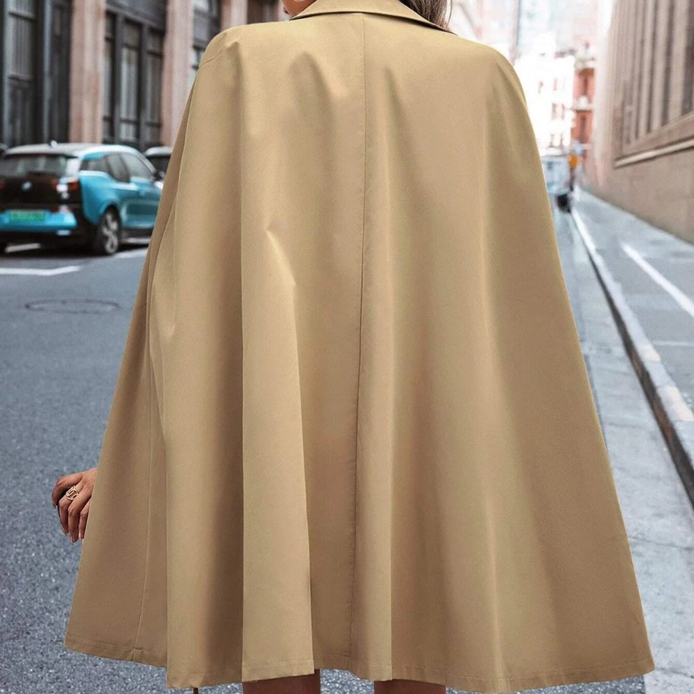 Camel tan Preppy Womens Trench Cape Jacket coat - Picture 4 of 5